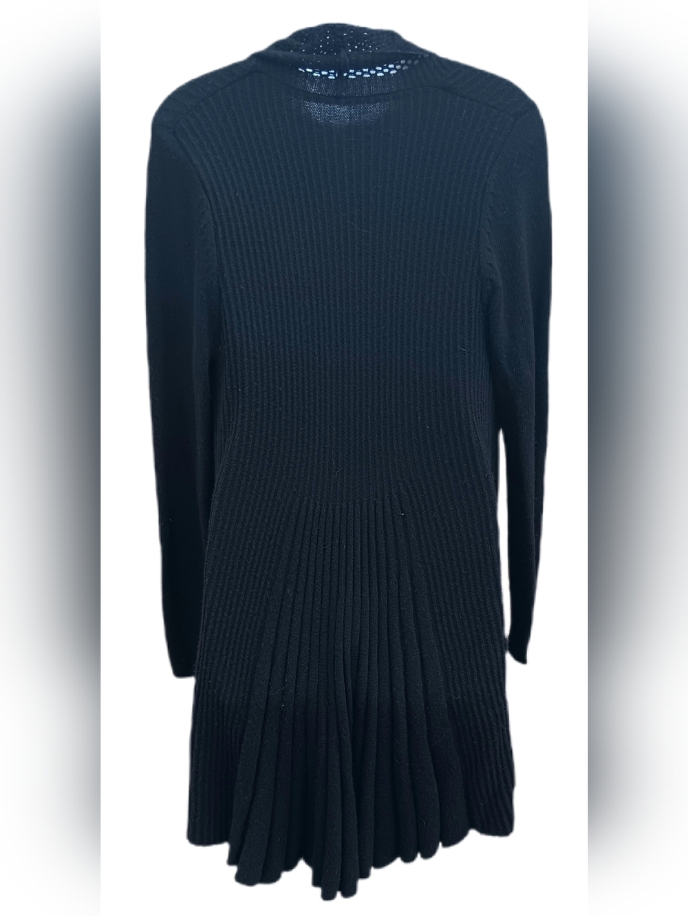 Black Cardigan Sweater Open Front Size L